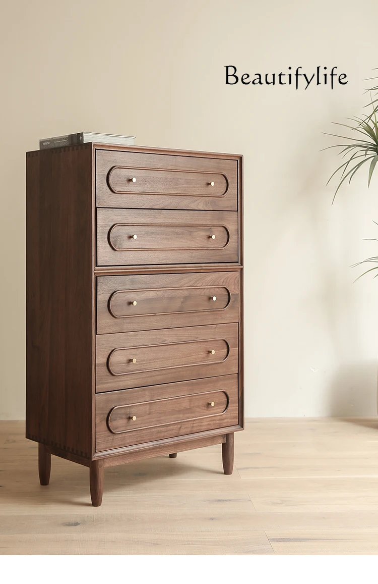 Retro Nostalgic New Chinese Style Black Walnut Five-Drawer Wooden Chest of Drawers Nordic Pure Solid Wood 5 Bucket Drawer
Retro Nostalgic New Chinese Style Black Walnut Five-Drawer Wooden Chest of Drawers Nordic Pure Solid Wood 5 Bucket Drawer