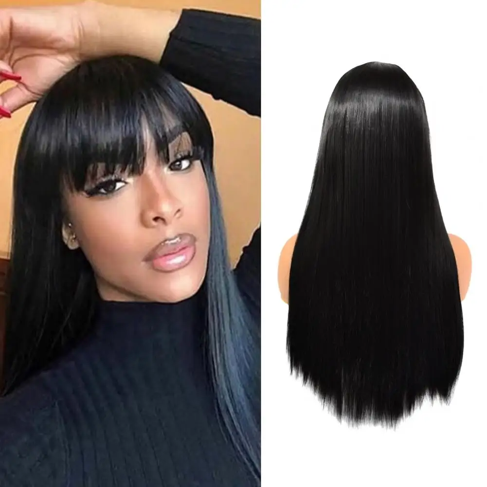 Long Straight Black Wig with Flat Bangs Fashion Women Heat-Resistant High Temperature Wire Party Wig
Long Straight Black Wig with Flat Bangs Fashion Women Heat-Resistant High Temperature Wire Party Wig