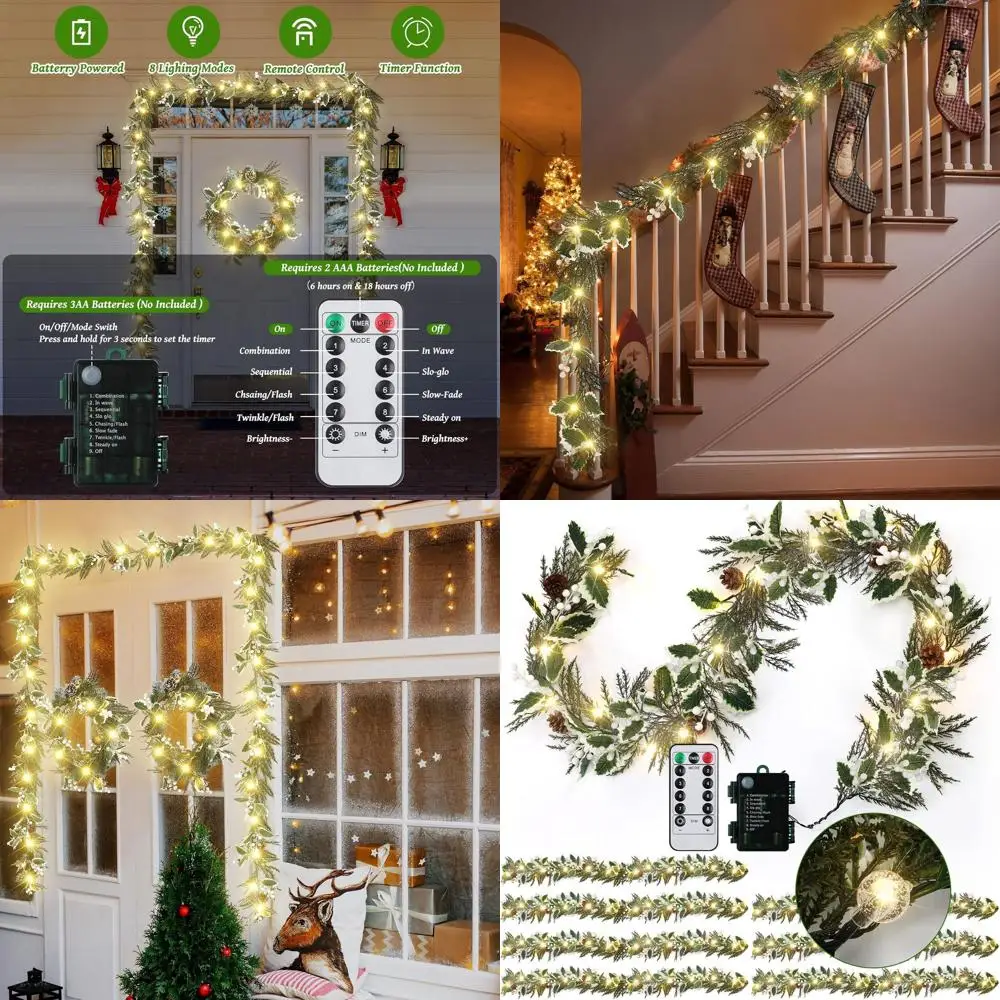 Рождественская гирлянда длиной 6 футов с предварительной подсветкой на батарейках и белыми огнями, падубками, сосновыми шишками и ягодами для внутреннего и наружного использования
Рождественская гирлянда длиной 6 футов с предварительной подсветкой на батарейках и белыми огнями, падубками, сосновыми шишками и ягодами для внутреннего и наружного использования