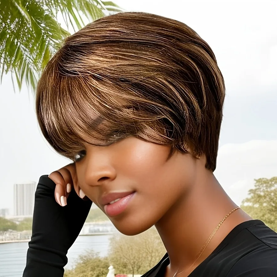 1b30 color pixie short straight 6inch machine made short 150% density human hair wig for women daily party use
1b30 color pixie short straight 6inch machine made short 150% density human hair wig for women daily party use