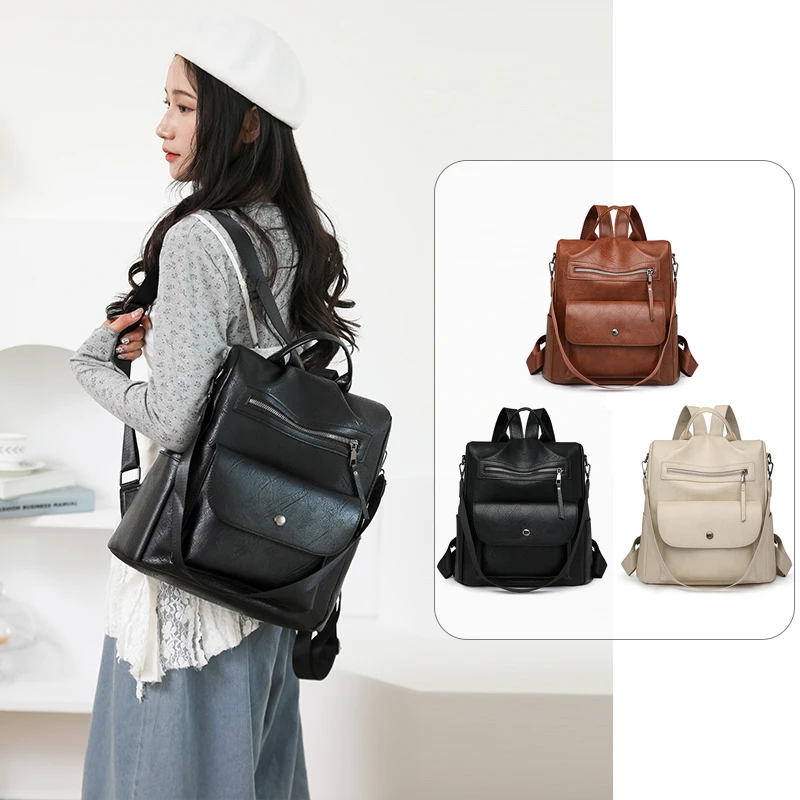 Women Multi-pockets Fashionable Backpack Simple Casual Stylish PU Soft Lightweight Shoulders Bag for Daily Outing Commuting
Women Multi-pockets Fashionable Backpack Simple Casual Stylish PU Soft Lightweight Shoulders Bag for Daily Outing Commuting
