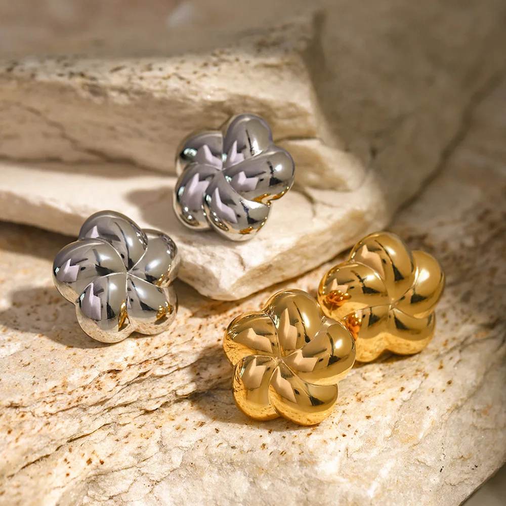 Stainless Steel PVD 18K Gold Plated Tarnish Flower Stud Earrings For Woman Jewelry Wholesale Summer Trendy
Stainless Steel PVD 18K Gold Plated Tarnish Flower Stud Earrings For Woman Jewelry Wholesale Summer Trendy
