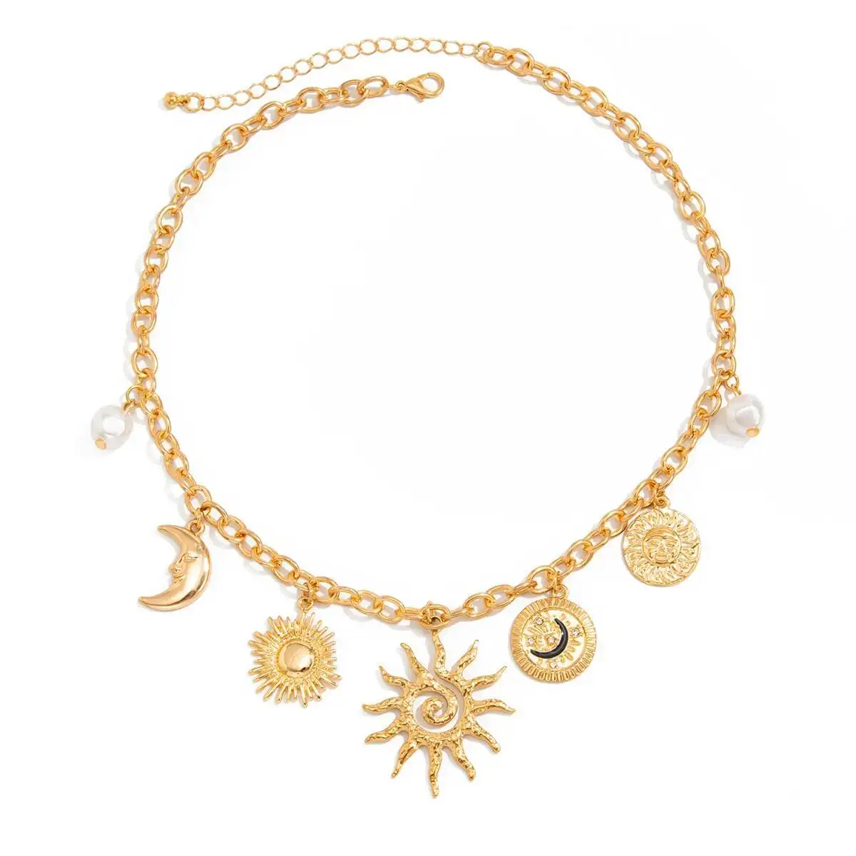 Ingemark Trendy Gold Color Moon Sun Pendant Necklace Women Vintage Imitation Pearl Charm Clavicle Chain Party Statement Jewelry
Ingemark Trendy Gold Color Moon Sun Pendant Necklace Women Vintage Imitation Pearl Charm Clavicle Chain Party Statement Jewelry