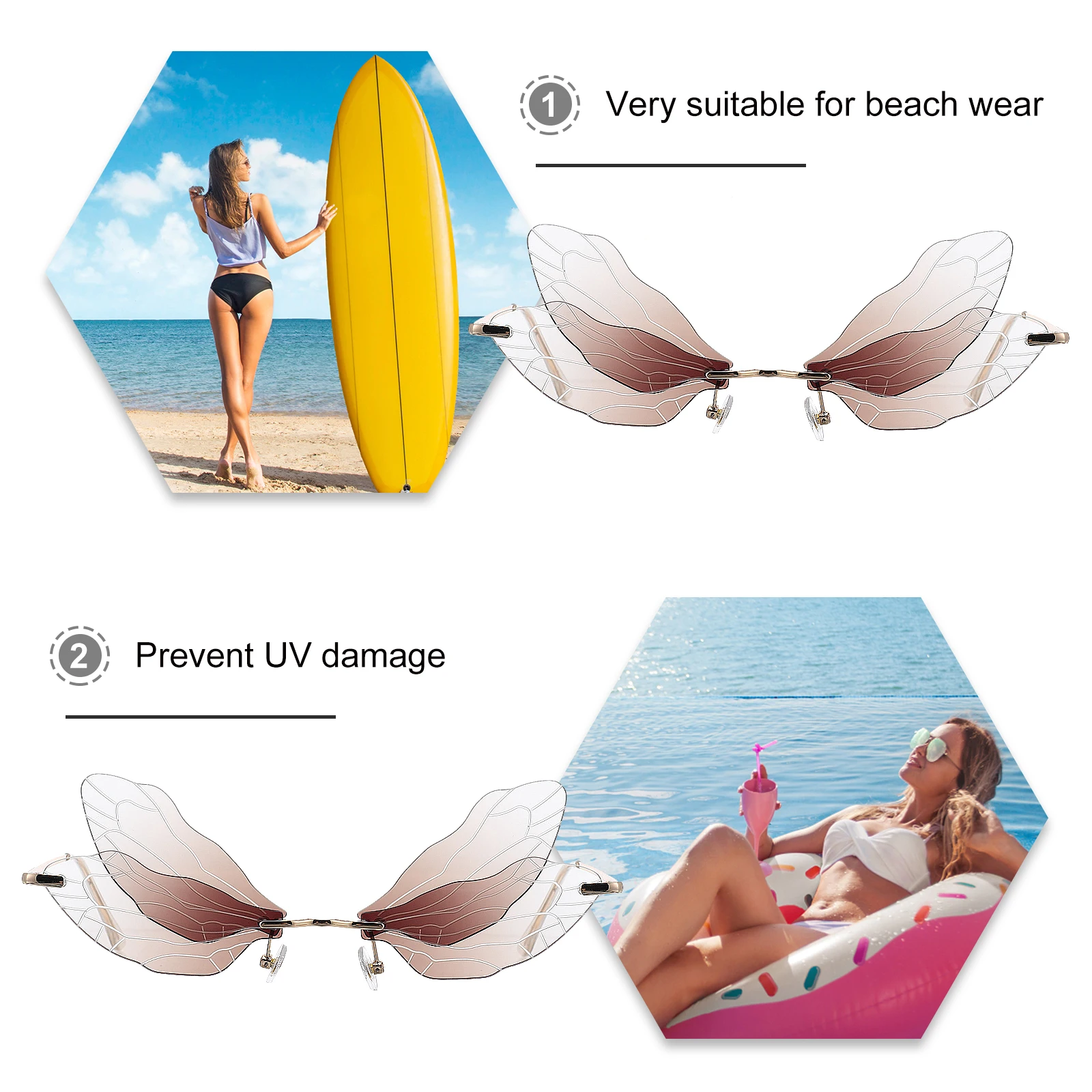 Dragonfly Wing Sunglasses Rimless Eyewear Irregular Design Durable PC Metal Material Perfect Accessory Women Men Party Shopping
Dragonfly Wing Sunglasses Rimless Eyewear Irregular Design Durable PC Metal Material Perfect Accessory Women Men Party Shopping