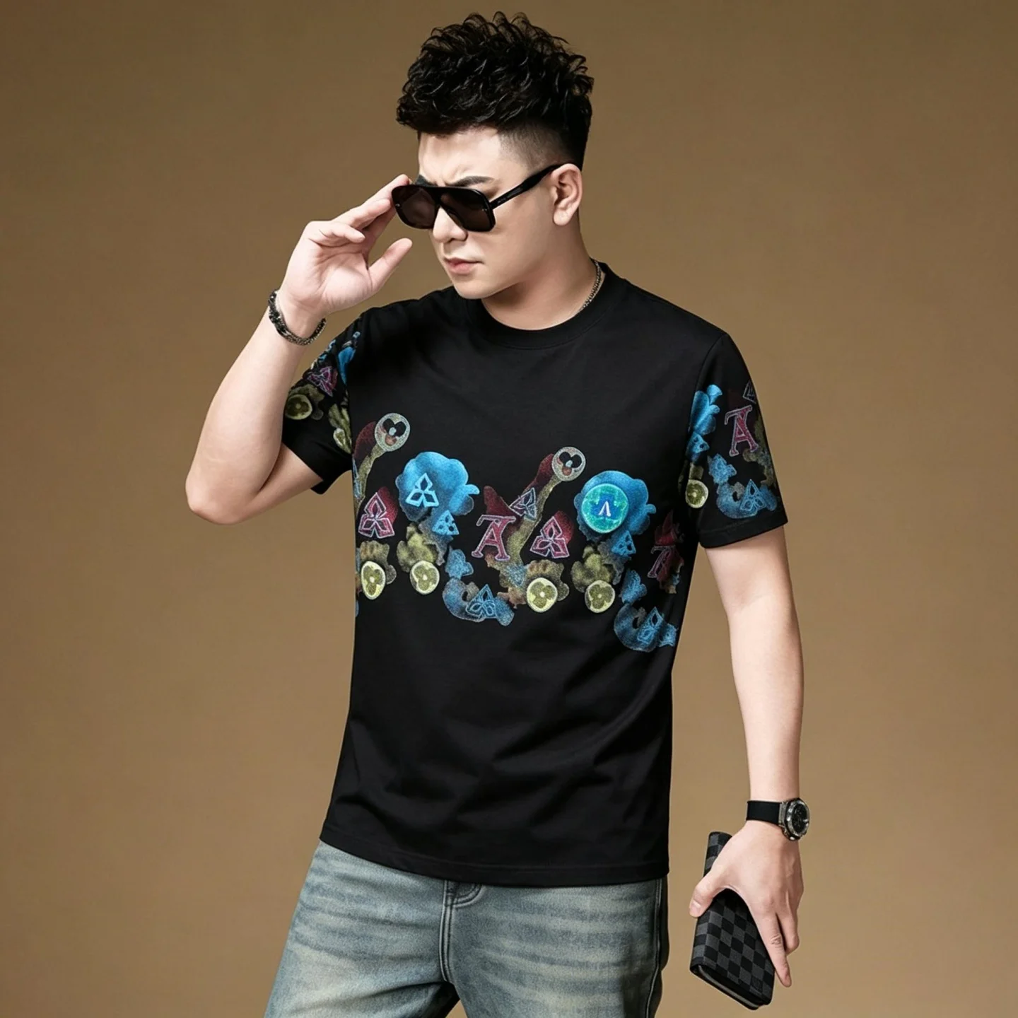 Luxury Trendy Men's Bla Print ort Sve T-irt Slim Fit Summer New Sle European f Sve Body T-irt
Luxury Trendy Men's Bla Print ort Sve T-irt Slim Fit Summer New Sle European f Sve Body T-irt