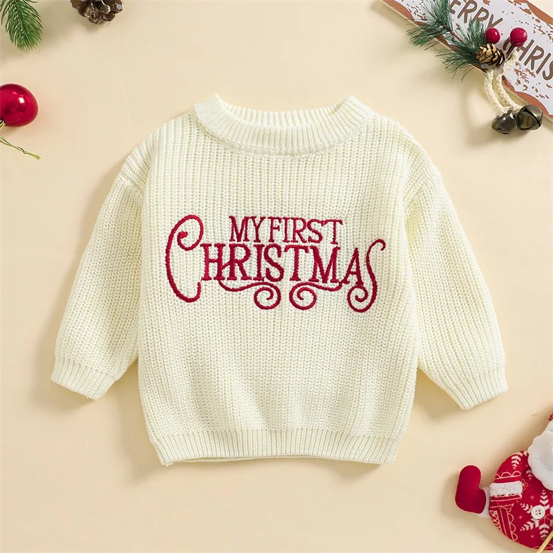 Baby Boy Girl Christmas Sweater Letter Embroidery Crew Neck Long Sleeve Pullover Knit Tops for Fall Winter
Baby Boy Girl Christmas Sweater Letter Embroidery Crew Neck Long Sleeve Pullover Knit Tops for Fall Winter