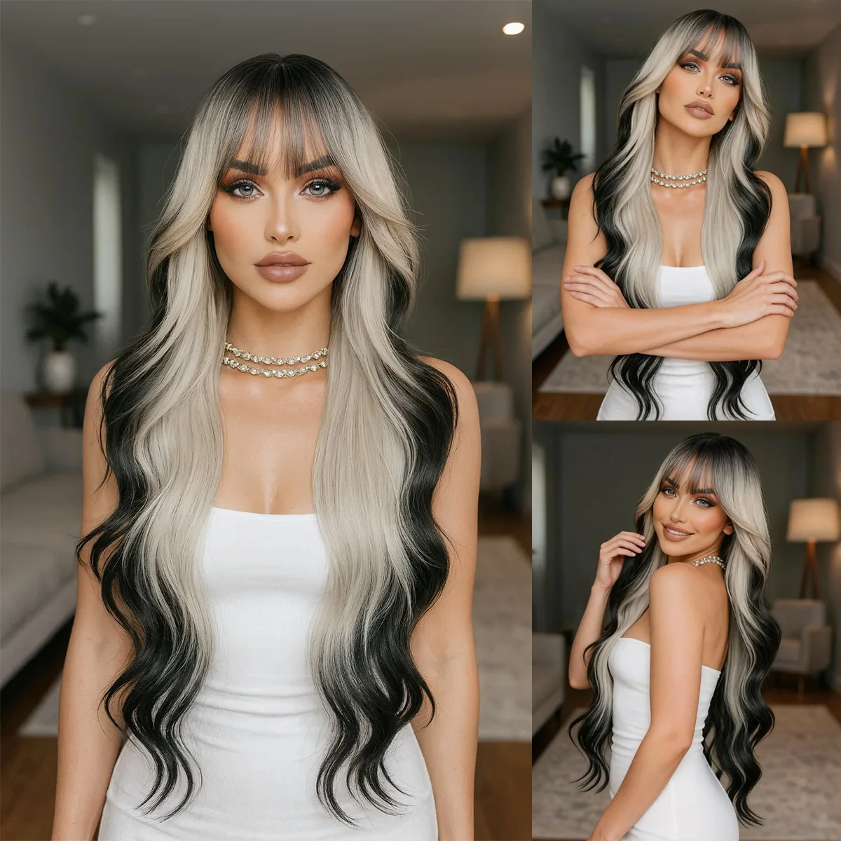 SQRDGQ Cosplay Women's Wigs Synthetic Wig for Woman Black White Wig Female Natural Wavy Daily Party Cosplay Woman Wigs
SQRDGQ Cosplay Women's Wigs Synthetic Wig for Woman Black White Wig Female Natural Wavy Daily Party Cosplay Woman Wigs