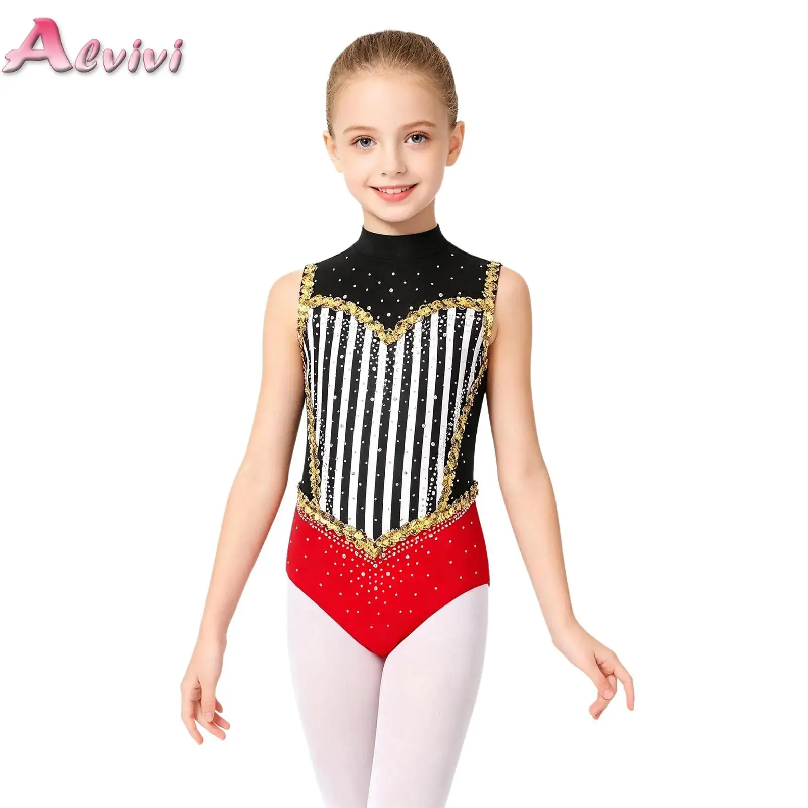 Kid Girls Circus Ringmaster Bodysuit Glitter Rhinestones Sleeveless Ballet Jersey Gymnastics Leotard Jumpsuit for Dress-up Party
Kid Girls Circus Ringmaster Bodysuit Glitter Rhinestones Sleeveless Ballet Jersey Gymnastics Leotard Jumpsuit for Dress-up Party