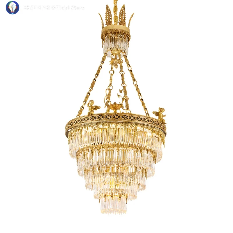 Golden Brass And Crystal Post - Modern Chandelier, Classical Style Pendant Lamps For Hotel And Living Room, Ornate Look
Golden Brass And Crystal Post - Modern Chandelier, Classical Style Pendant Lamps For Hotel And Living Room, Ornate Look