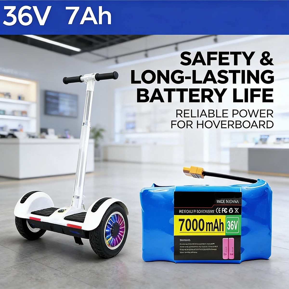10S2P 18650 7000mAh 36V Rechargeable Lithium-ion Battery, for Electric Self-balancing Scooter,HoverBoard and Unicycle
10S2P 18650 7000mAh 36V Rechargeable Lithium-ion Battery, for Electric Self-balancing Scooter,HoverBoard and Unicycle
