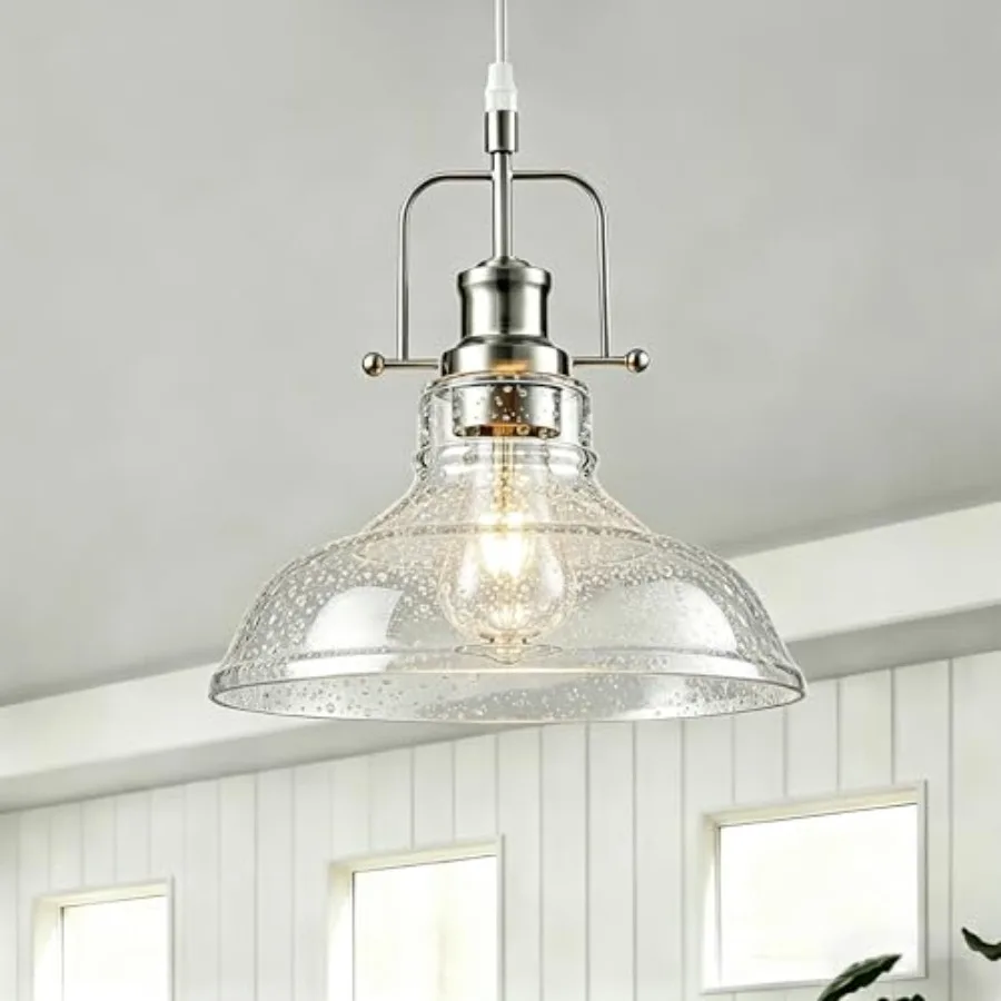Seeded Glass Pendant Lights, 11 Inch Pendant Lights Kitchen Island with E26 Base Vintage Hanging Ceiling Lamp for Kitchen Sink
Seeded Glass Pendant Lights, 11 Inch Pendant Lights Kitchen Island with E26 Base Vintage Hanging Ceiling Lamp for Kitchen Sink