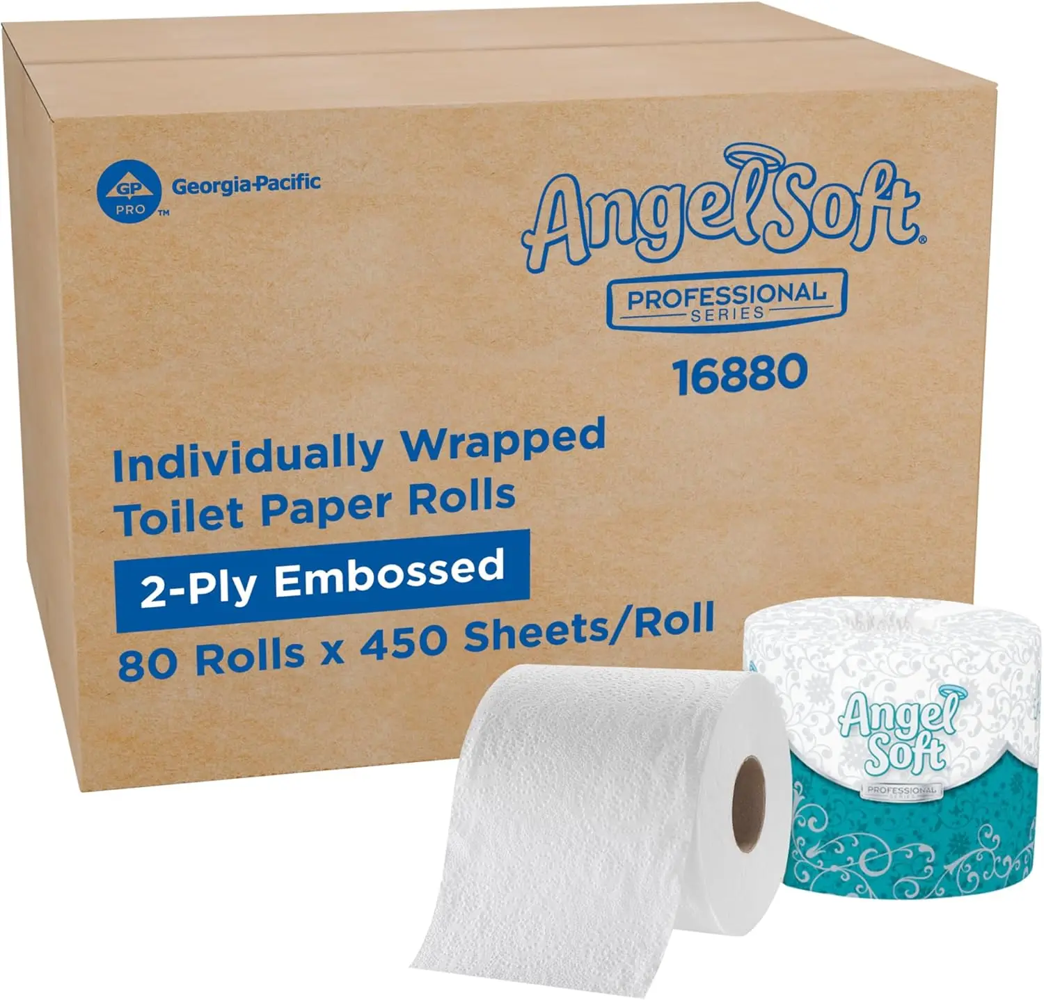 80-Roll 2-Ply Embossed Toilet Paper, 450 Sheets Per Roll, Individually Wrapped, Septic Safe, Bulk Case
80-Roll 2-Ply Embossed Toilet Paper, 450 Sheets Per Roll, Individually Wrapped, Septic Safe, Bulk Case