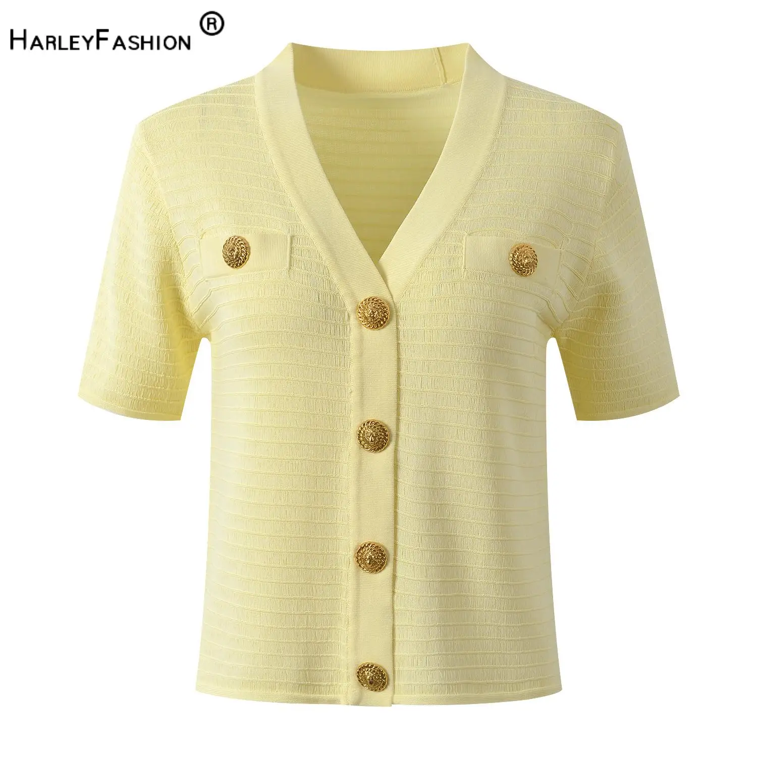 2026 Summer New Arrival Lady V-neck Short Sleeve Casual Wear Women Single-breasted Solid Ribbed Knits Cardigan
2026 Summer New Arrival Lady V-neck Short Sleeve Casual Wear Women Single-breasted Solid Ribbed Knits Cardigan