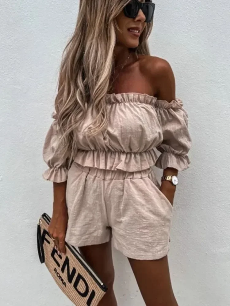 Summer Fashion Sexy Women's Two Piece Set Suit Strapless Puff Sleeve White Super-short Top Set Party 2 Piece Set Women Clothing
Summer Fashion Sexy Women's Two Piece Set Suit Strapless Puff Sleeve White Super-short Top Set Party 2 Piece Set Women Clothing