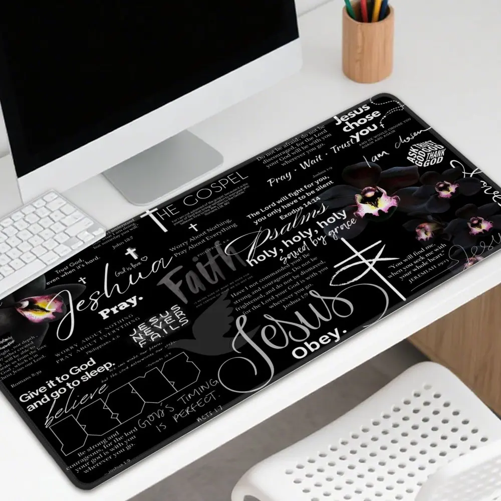 Коврик для мыши с христианскими цитатами Faith Christian Quotes, с изображением Иисуса, голубя и креста, черный, с орхидеями, большой игровой коврик для стола, резиновый
Коврик для мыши с христианскими цитатами Faith Christian Quotes, с изображением Иисуса, голубя и креста, черный, с орхидеями, большой игровой коврик для стола, резиновый
