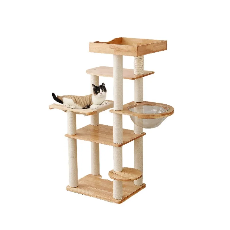 All solid wood cat climbing frame, household does not occupy a small cat nest
All solid wood cat climbing frame, household does not occupy a small cat nest