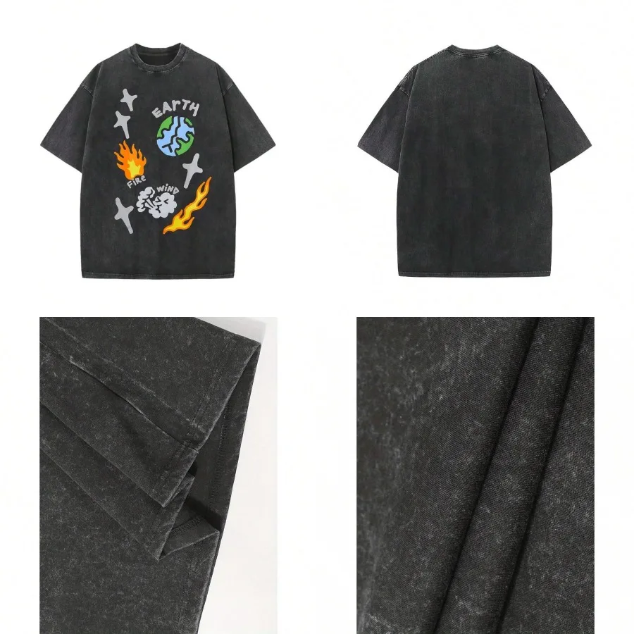 【New style】Men's Oversized Cotton T-Shirt - Retro Streetwear Vintage Loose Fit Short Sleeve With Earth and Fire Element Graphic
【New style】Men's Oversized Cotton T-Shirt - Retro Streetwear Vintage Loose Fit Short Sleeve With Earth and Fire Element Graphic