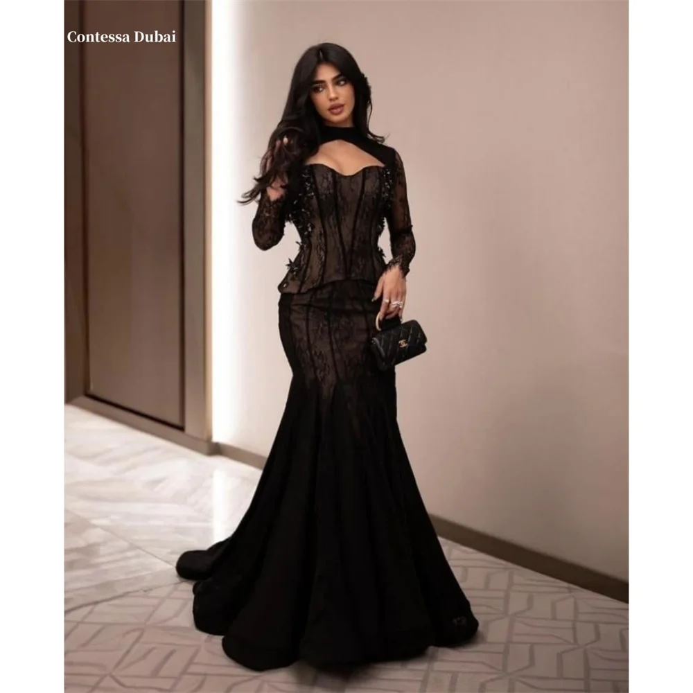 Contessa Dubai 3D Mini Flowers Lace Prom Dresses Two Piece Detachable Sleeve Sheathفساتين سهرات Sexy Court Train robes de soirée
Contessa Dubai 3D Mini Flowers Lace Prom Dresses Two Piece Detachable Sleeve Sheathفساتين سهرات Sexy Court Train robes de soirée