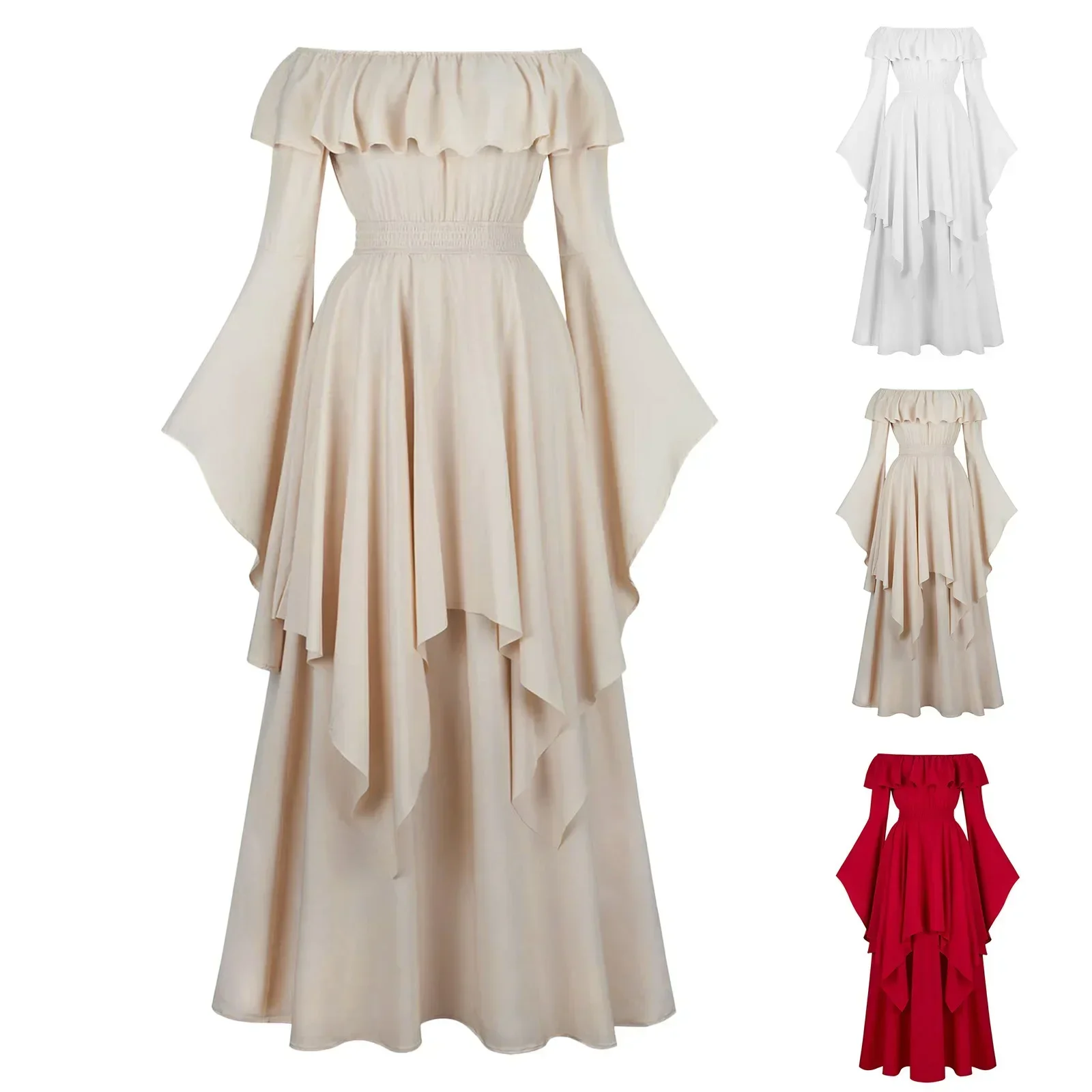 Medieval Victorian Dress for Women Elastic Waist Off Shoulder Carnival Dress Up Party Elegant Evening Gown Dress Disfraz Hombre
Medieval Victorian Dress for Women Elastic Waist Off Shoulder Carnival Dress Up Party Elegant Evening Gown Dress Disfraz Hombre