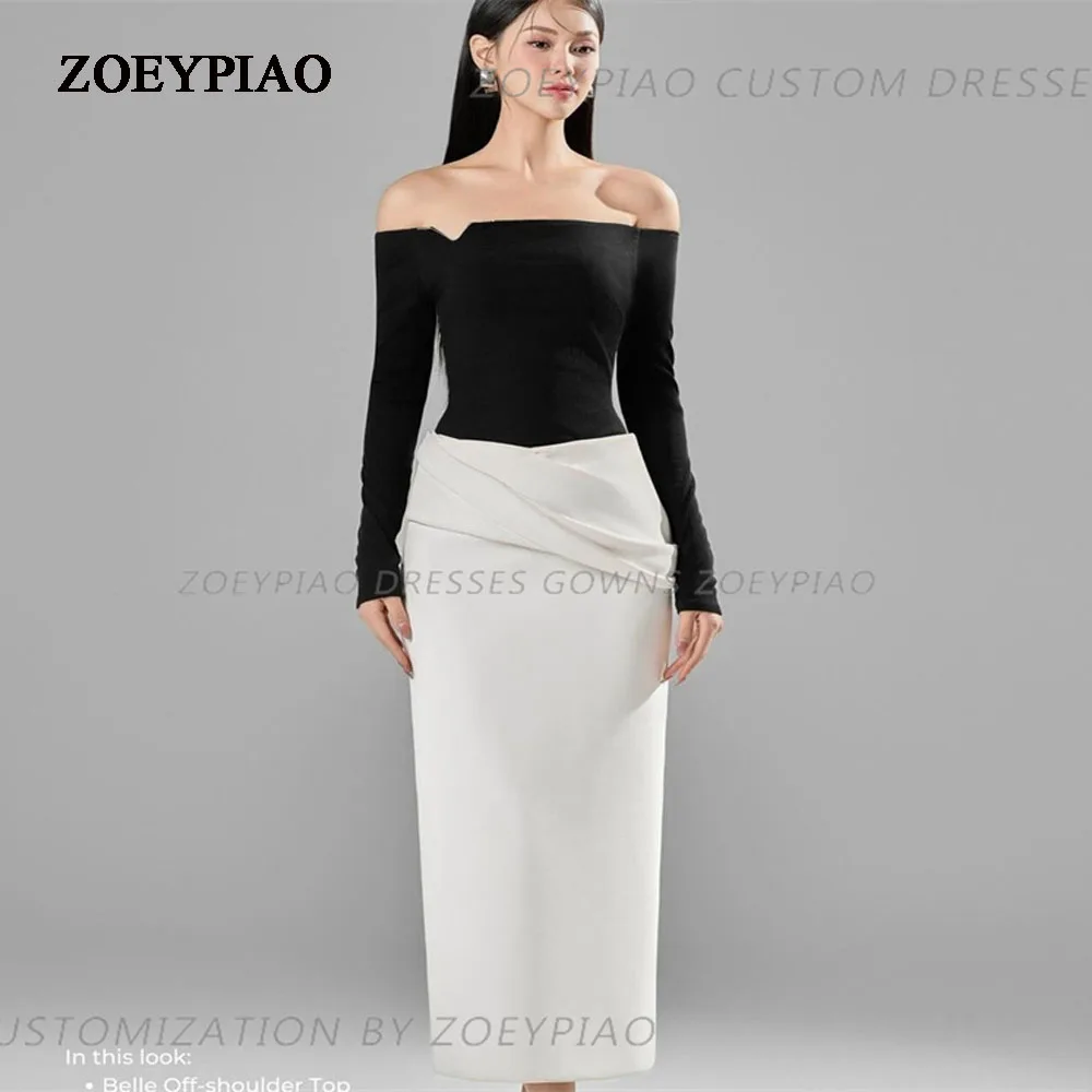 Simple Black/White Beach Prom Dresses Formal Evening Dress Causal Long Sleeve Saudi Off Shoulder Satin Party Gown For Women
Simple Black/White Beach Prom Dresses Formal Evening Dress Causal Long Sleeve Saudi Off Shoulder Satin Party Gown For Women