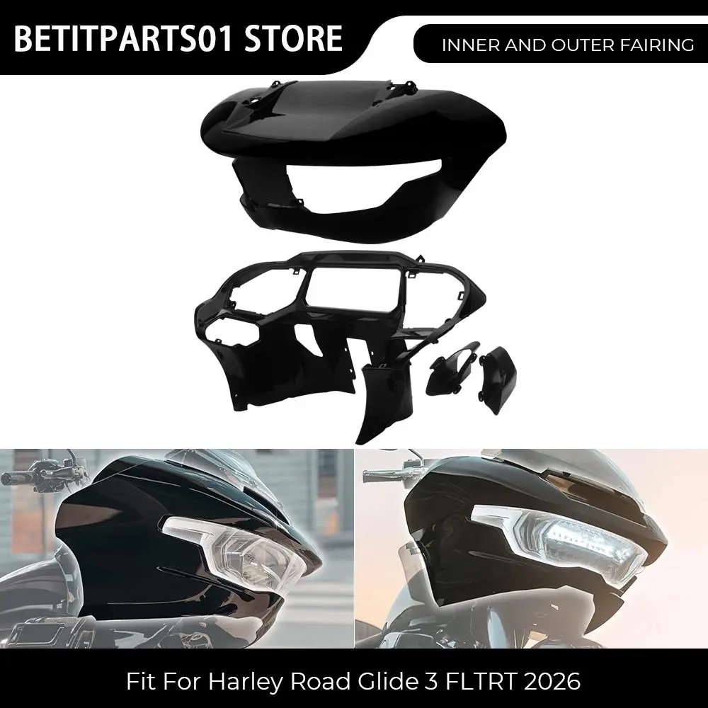 Motorcycle Front Headlight Outer Inner Fairing Instrument Frame ABS Plastic Black For Harley Touring Road Glide FLTRX 2024-2026
Motorcycle Front Headlight Outer Inner Fairing Instrument Frame ABS Plastic Black For Harley Touring Road Glide FLTRX 2024-2026
