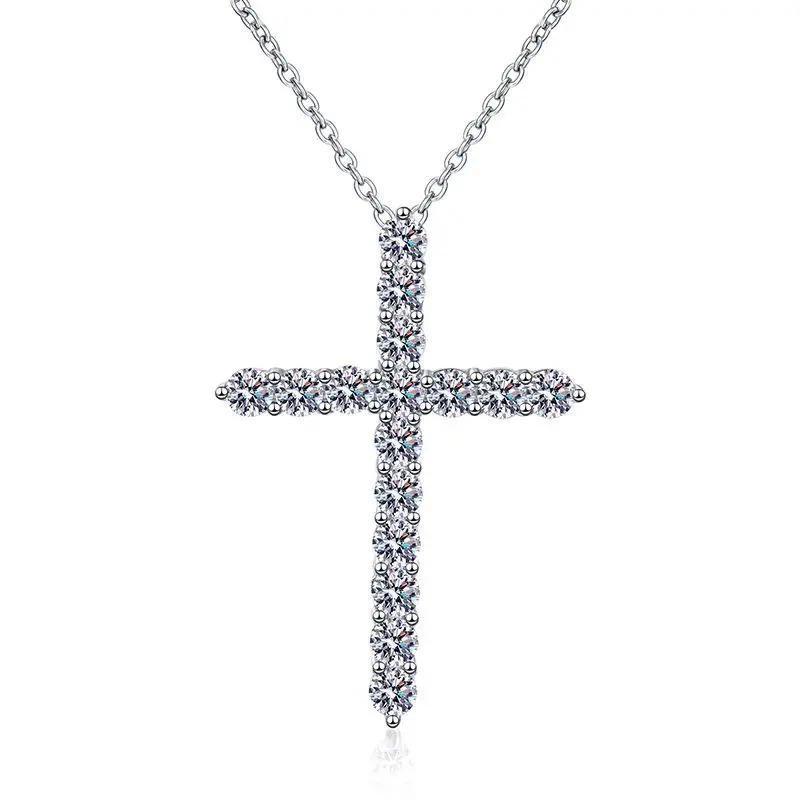 EUREKA Full Moissanite Cross Pendant Necklace Original 925 Sterling Sliver Chain Fine Necklace for Women
EUREKA Full Moissanite Cross Pendant Necklace Original 925 Sterling Sliver Chain Fine Necklace for Women