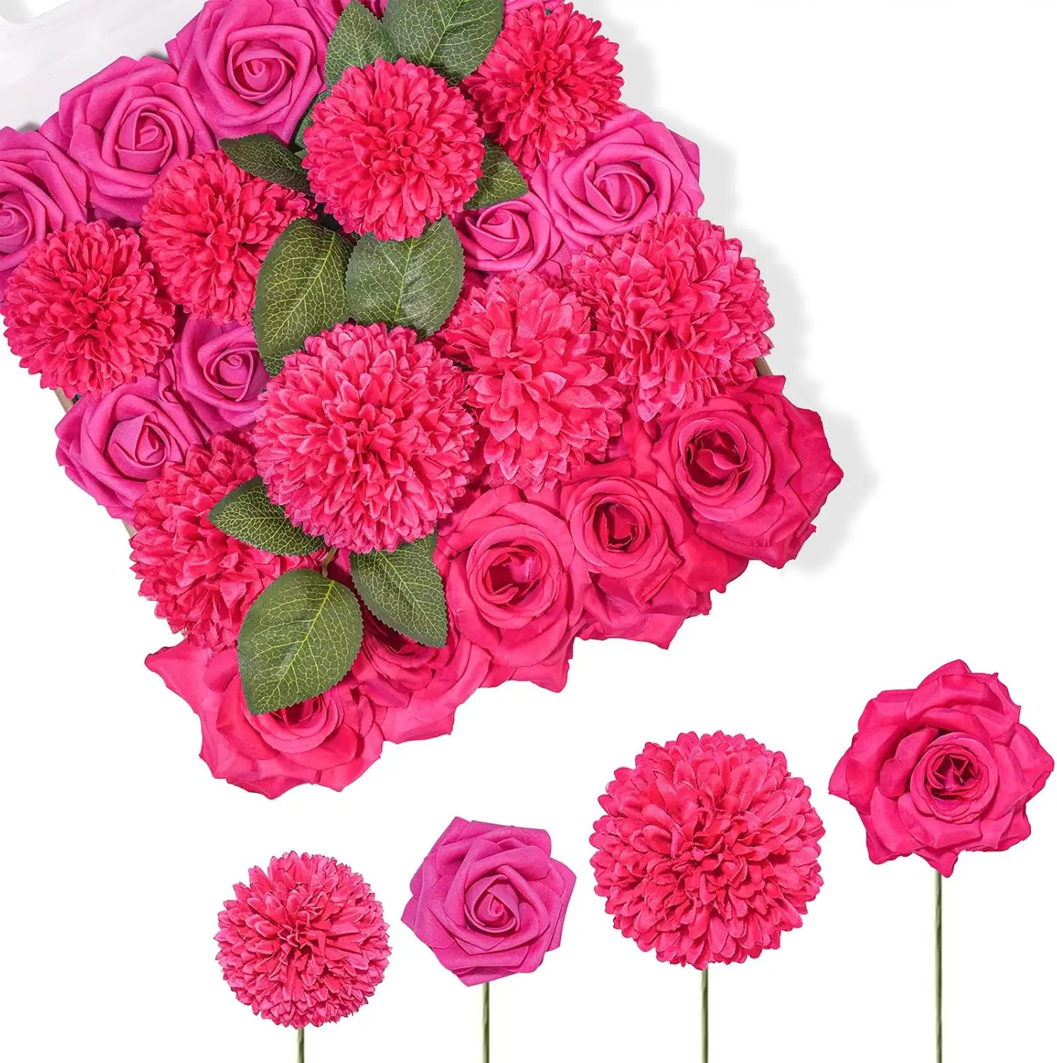 Rose Artificial Flowers Combo, 23pcs Hot Pink Gradient Fake Flowers Chrysanthemum with Stems for DIY Wedding Bouquets Ta
Rose Artificial Flowers Combo, 23pcs Hot Pink Gradient Fake Flowers Chrysanthemum with Stems for DIY Wedding Bouquets Ta