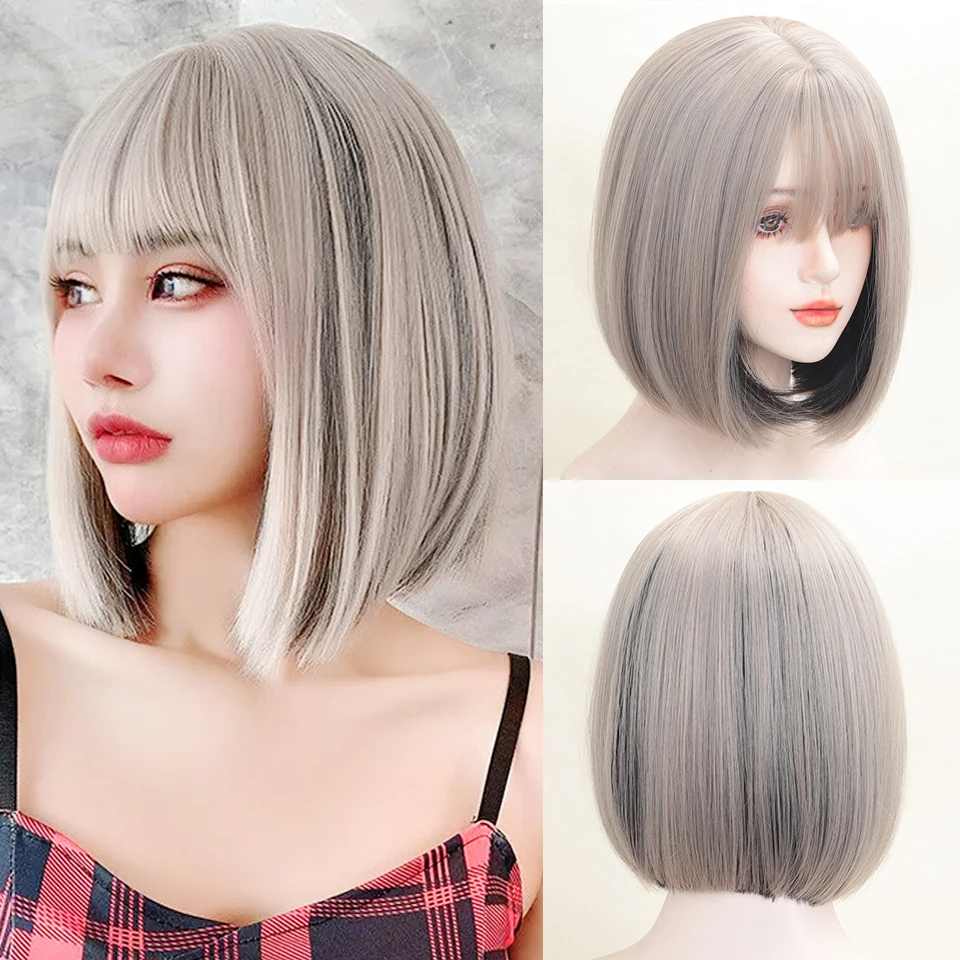 Beige Brown Highlight Black Bob Wig with Bangs Short Straight Wig for Women Heat Resistant Black Brown Synthetic Wig For Daily
Beige Brown Highlight Black Bob Wig with Bangs Short Straight Wig for Women Heat Resistant Black Brown Synthetic Wig For Daily