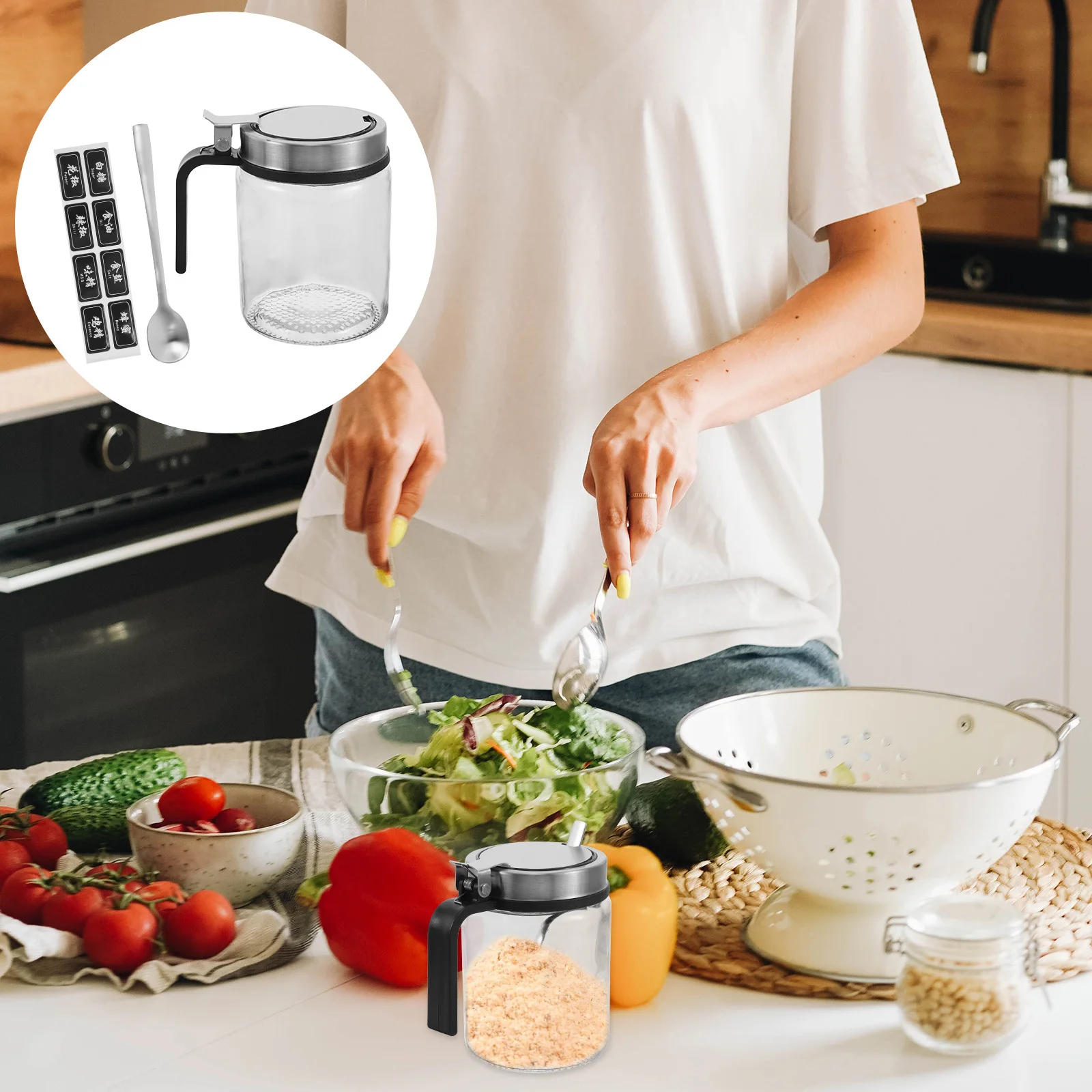 2Set Portable Kitchen Seasoning Bottle Glass Jar Stainless Steel Lid Spring Spoon Spice Storage Salt Sugar Dispenser
2Set Portable Kitchen Seasoning Bottle Glass Jar Stainless Steel Lid Spring Spoon Spice Storage Salt Sugar Dispenser