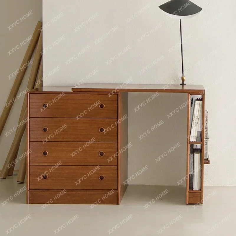 Retro style solid wood desk bookcase against the wall for home use, medieval bedroom dresser chest cabinet integrated
Retro style solid wood desk bookcase against the wall for home use, medieval bedroom dresser chest cabinet integrated