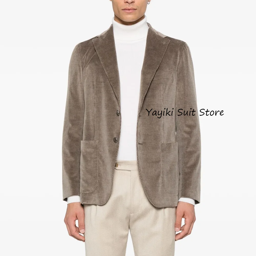 Мужские повседневные куртки с двумя пуговицами и лацканами, модный костюм, вельветовый элегантный мужской костюм, костюмы с квадратными карманами, блейзер, одежда
Мужские повседневные куртки с двумя пуговицами и лацканами, модный костюм, вельветовый элегантный мужской костюм, костюмы с квадратными карманами, блейзер, одежда