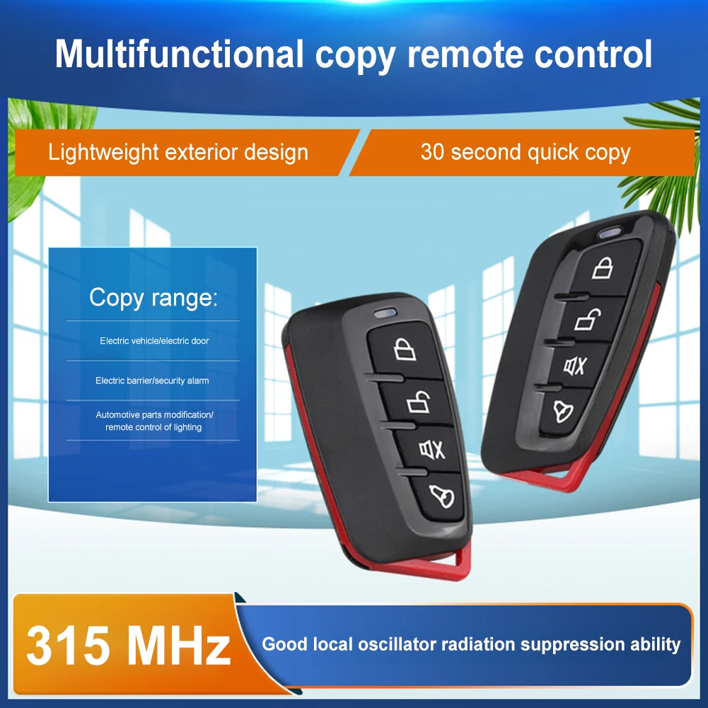 315 MHz/433 MHz Garage Door Opener Wireless Learning Code 4 Button Cloning Remote Control Duplicator Remote for Garage Door Gate
315 MHz/433 MHz Garage Door Opener Wireless Learning Code 4 Button Cloning Remote Control Duplicator Remote for Garage Door Gate
