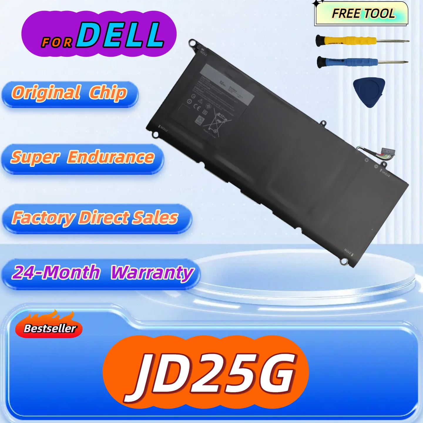 JD25G JHXPY JD25G 090V7W Laptop Battery For Dell XPS 13 9343 XPS13 9350 13D-9343 P54G 0N7T6 5K9CP RWT1R Free Tool + 24M Warranty
JD25G JHXPY JD25G 090V7W Laptop Battery For Dell XPS 13 9343 XPS13 9350 13D-9343 P54G 0N7T6 5K9CP RWT1R Free Tool + 24M Warranty