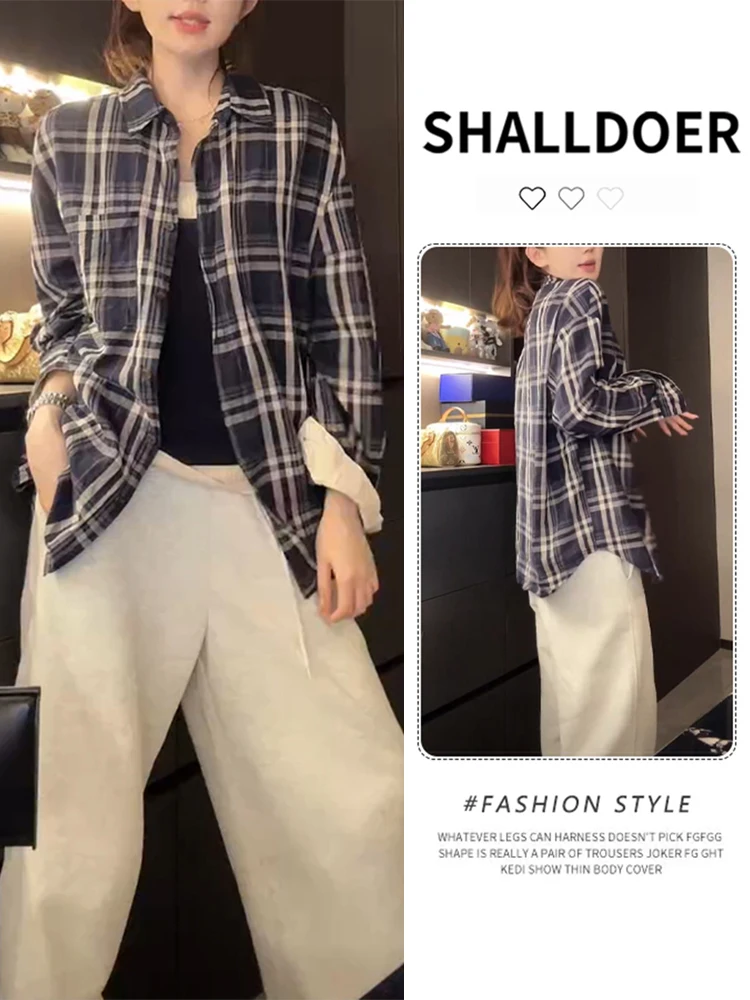 Retro Hong Kong Style Layered Blue Plaid Shirt Women's Loose Thin Top Casual Long Sleeve Button down Spring Autumn New Arrival
Retro Hong Kong Style Layered Blue Plaid Shirt Women's Loose Thin Top Casual Long Sleeve Button down Spring Autumn New Arrival