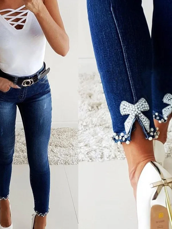 Slim Fit Women's Jeans Adhesive Flowers High Waist Cotton Denim High Elasticity Mid-Year Collection Fashionable Split
Slim Fit Women's Jeans Adhesive Flowers High Waist Cotton Denim High Elasticity Mid-Year Collection Fashionable Split
