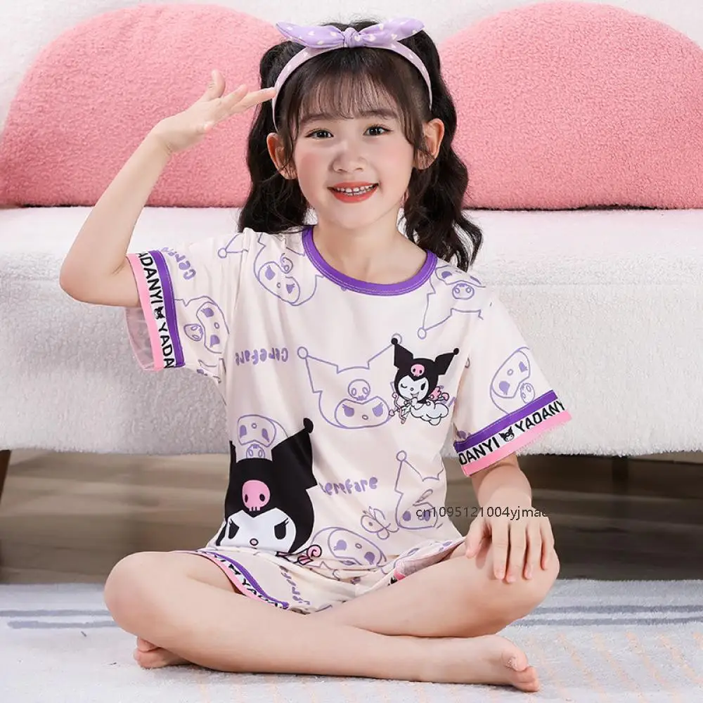 Kuromi Children Pajamas Anime Kawaii Sanrio Cartoon Round Neck Short Sleeve Casual Loose Comfortable Cute Girl Student Homewear
Kuromi Children Pajamas Anime Kawaii Sanrio Cartoon Round Neck Short Sleeve Casual Loose Comfortable Cute Girl Student Homewear