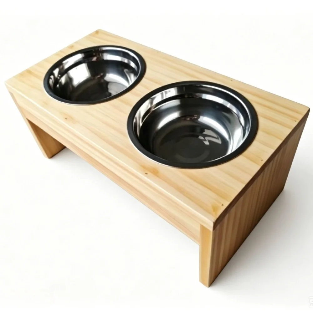 Wooden Elevated Dog Bowls, Raised Pet Feeder with Stainless Steel Double Bowls, Non-Slip Dog Food Water Stand for Medium Large Dogs
Wooden Elevated Dog Bowls, Raised Pet Feeder with Stainless Steel Double Bowls, Non-Slip Dog Food Water Stand for Medium Large Dogs
