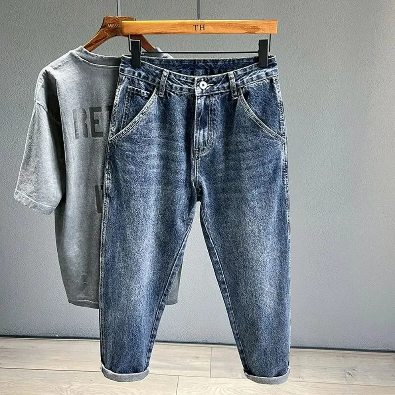 Korean Vintage Loose Tapered Men's Jeans Fashion High Street Drape Harem Pants Youth Hip Hop Streetwear Male Blue Denim Trousers
Korean Vintage Loose Tapered Men's Jeans Fashion High Street Drape Harem Pants Youth Hip Hop Streetwear Male Blue Denim Trousers