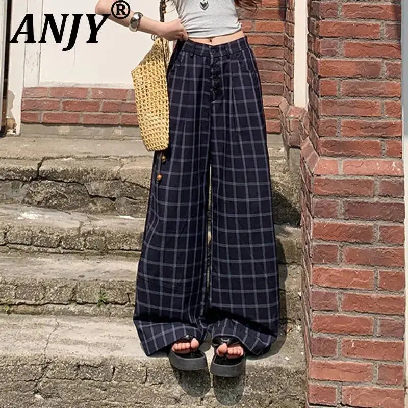 ANJY Spring Summer New Women American Style Casual Plaid Buttons Loose Versatile Wide Leg Pants Trendy Fashion Streetwear A23070
ANJY Spring Summer New Women American Style Casual Plaid Buttons Loose Versatile Wide Leg Pants Trendy Fashion Streetwear A23070