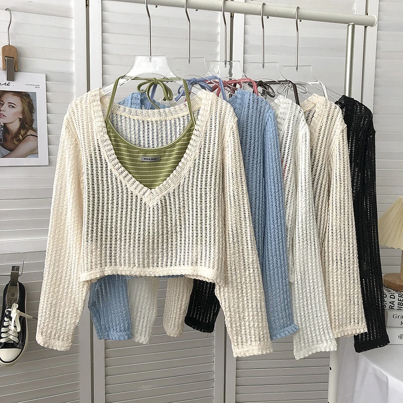 Korean Style Letter Labeled Bandage Striped Tank Top+ 2023 New All-Match Long Sleeve Knitted Sunscreen Hollow Out Pullover Set
Korean Style Letter Labeled Bandage Striped Tank Top+ 2023 New All-Match Long Sleeve Knitted Sunscreen Hollow Out Pullover Set