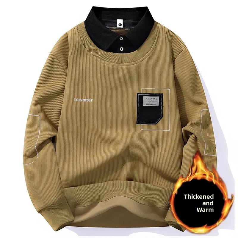 Men's Fleece Lined Oversized Shirt Collar Hoodie Thickened Design Casual Top for Autumn Winter New Fashion Trend
Men's Fleece Lined Oversized Shirt Collar Hoodie Thickened Design Casual Top for Autumn Winter New Fashion Trend
