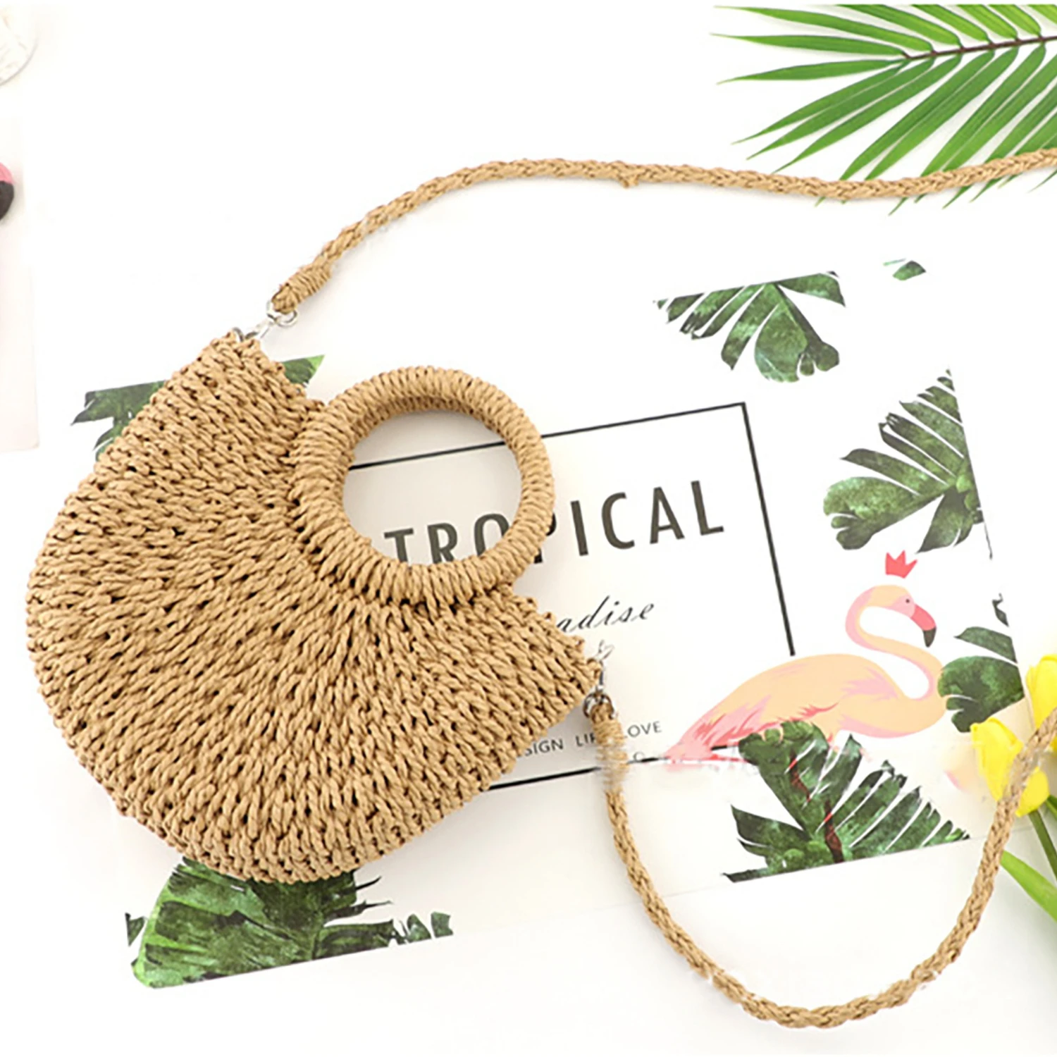 Mini Woven Straw Bag - Ultra-Lightweight, Half-Round, Crossbody, Casual, Minimalist Handbag for Women - for Summer, Beac
Mini Woven Straw Bag - Ultra-Lightweight, Half-Round, Crossbody, Casual, Minimalist Handbag for Women - for Summer, Beac