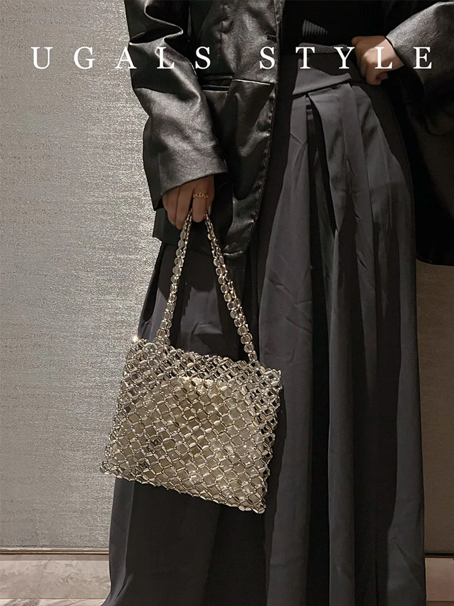 UGALS Shiny Metal Silver Sequins Handwoven Pearl Large Capacity Tote Underarm Clutch Bag British Style Casual Soft Polyester ...
UGALS Shiny Metal Silver Sequins Handwoven Pearl Large Capacity Tote Underarm Clutch Bag British Style Casual Soft Polyester ...