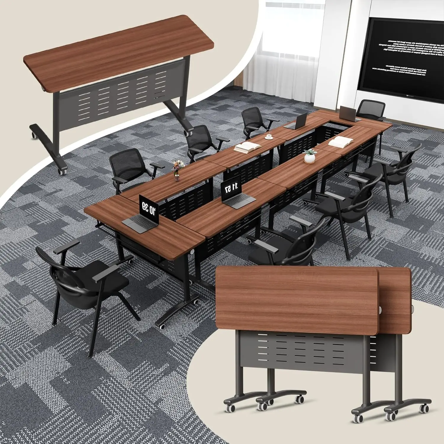 47.2x15.7in Modular Folding Conference Table Flip Top Mobile Wheels Seminar Office Classroom School 2Pack,Custom
47.2x15.7in Modular Folding Conference Table Flip Top Mobile Wheels Seminar Office Classroom School 2Pack,Custom