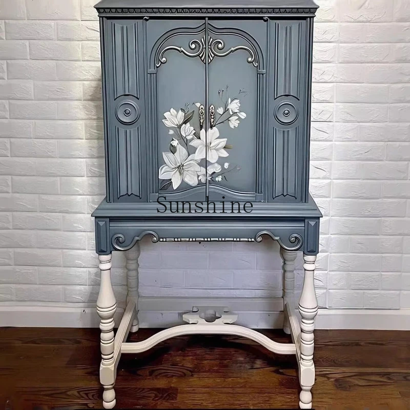 French painted retro solid wood multi-functional wall storage engraved color matching side cabinet
French painted retro solid wood multi-functional wall storage engraved color matching side cabinet