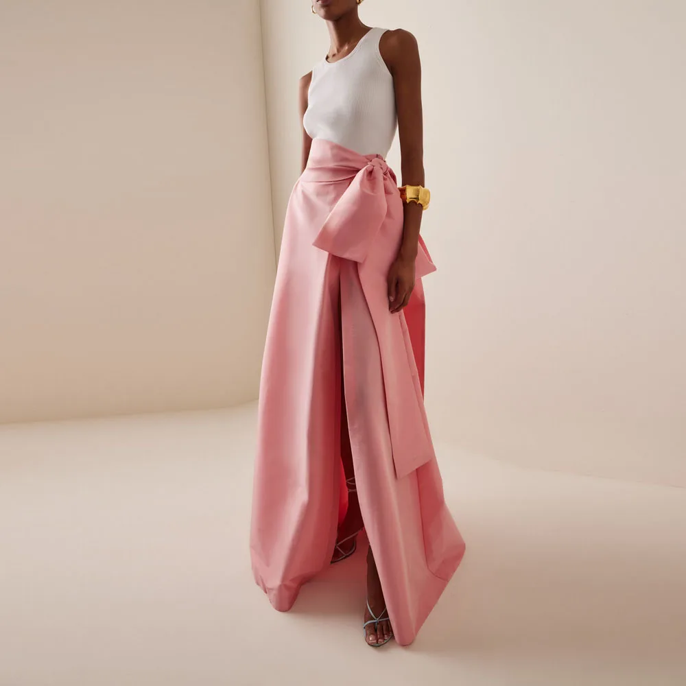High Street Pink Split A-line Satin Long Women Skirts With Bow Sash Handmade Female Long Maxi Skirt
High Street Pink Split A-line Satin Long Women Skirts With Bow Sash Handmade Female Long Maxi Skirt