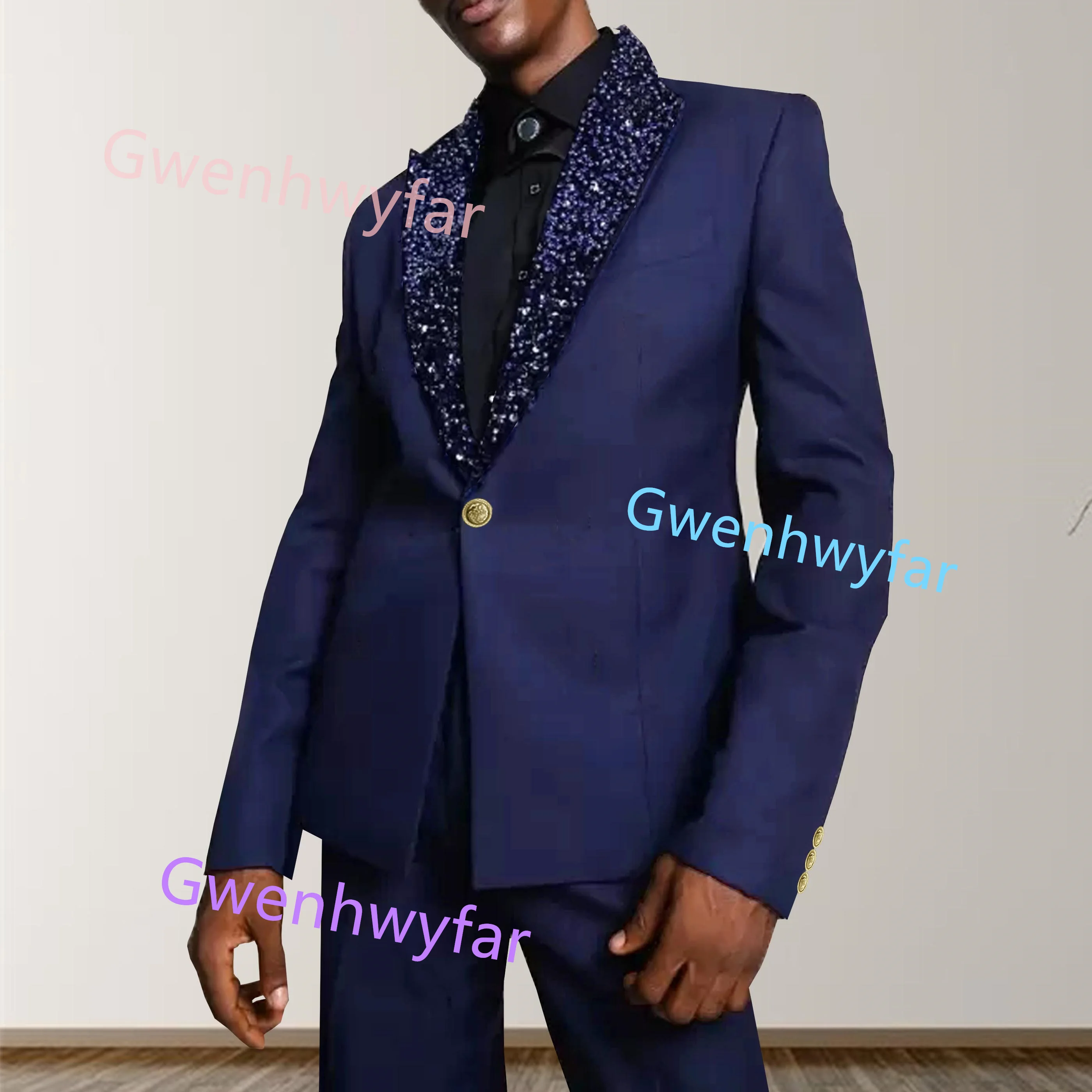 G&N 2026 Модный вечерний костюм из 2 предметов для мужского крутого костюма, темно-синяя куртка, бархатный воротник с блестками и лацканами, без карманов, свободные брюки
G&N 2026 Модный вечерний костюм из 2 предметов для мужского крутого костюма, темно-синяя куртка, бархатный воротник с блестками и лацканами, без карманов, свободные брюки