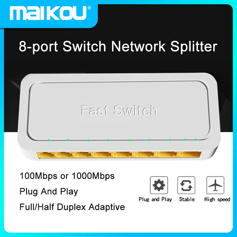 8-port 100M /1000M Switch Plug and Play Network Splitter Portable Full/Half Duplex Adaptive
8-port 100M /1000M Switch Plug and Play Network Splitter Portable Full/Half Duplex Adaptive