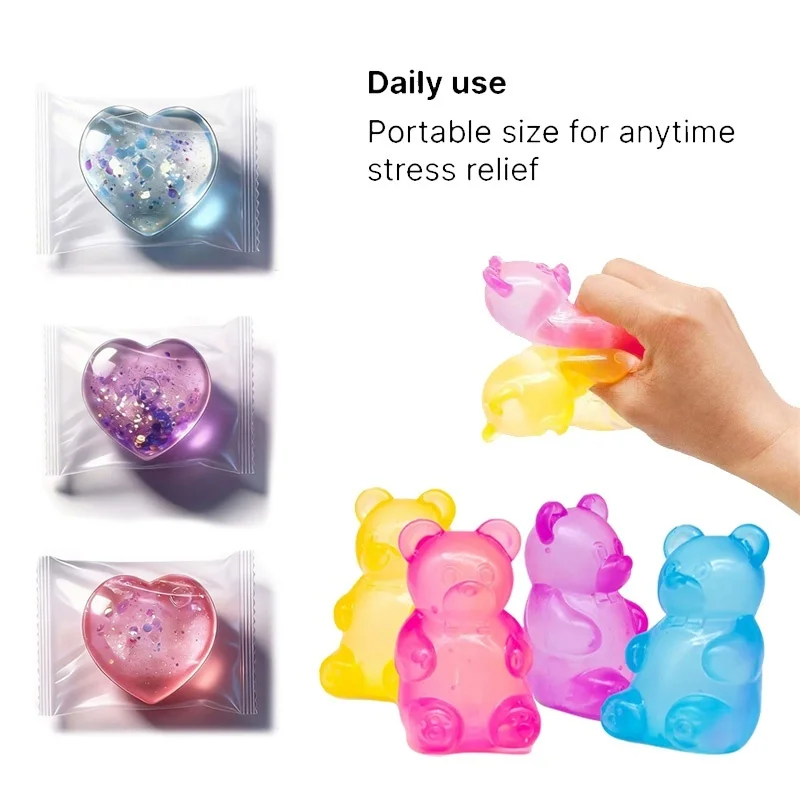 Needoh Gummy Bear Jelly TPR Toy Love Glitter Clear Non-toxic Relief Pressure Stress Ball Focus Calm Down Relax Portable Toy Gift
Needoh Gummy Bear Jelly TPR Toy Love Glitter Clear Non-toxic Relief Pressure Stress Ball Focus Calm Down Relax Portable Toy Gift
