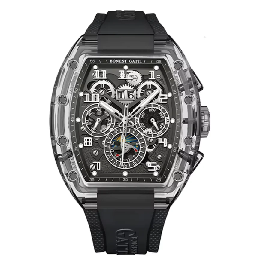 BONEST GATTI Men Automatic Watch Tonneau Mechanical Wristwatch Acrylic Case Sapphire Mirror Luminous Month Week Date 24 Hour
BONEST GATTI Men Automatic Watch Tonneau Mechanical Wristwatch Acrylic Case Sapphire Mirror Luminous Month Week Date 24 Hour